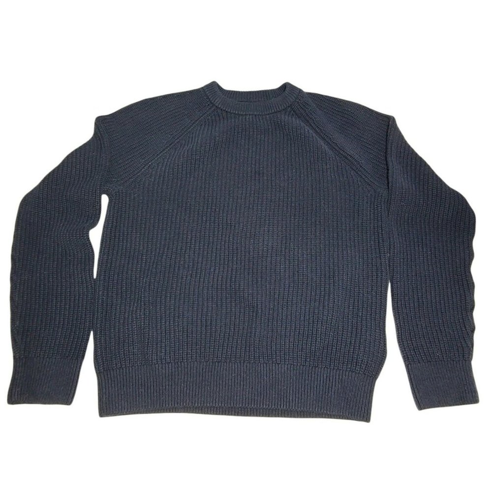 Abercrombie And Fitch Medium OVERSIZED Sweater Navy Blue Cable Knit Pullover